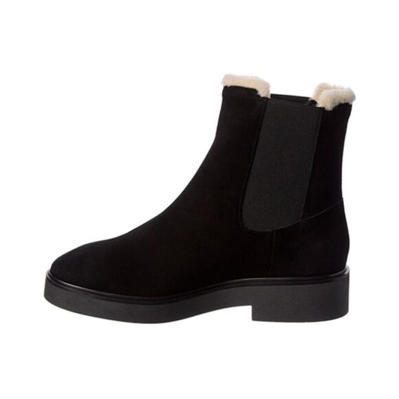 Stuart Weitzman Alpine Faux Fur Lined Black Suede Chelsea Boots Size 12B - Picture 1 of 5